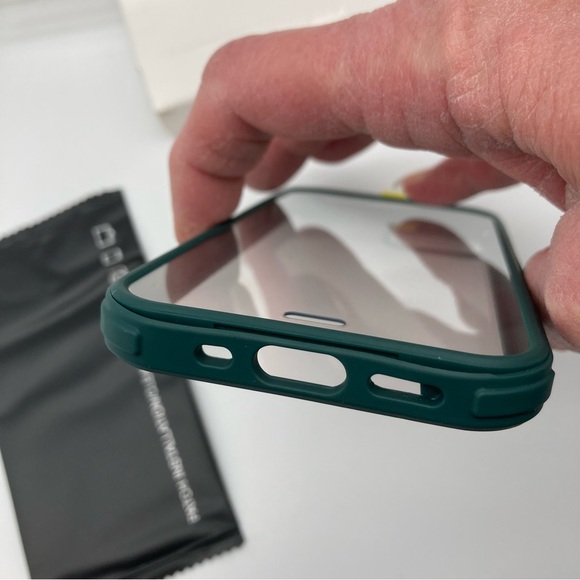 iPhone 12 mini case with built in hard tempered glass Green - Picture 4 of 12